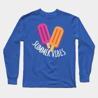 Summer Vibes Cute Raspberry and Orange Popsicle Drawing Long Sleeve T-Shirt